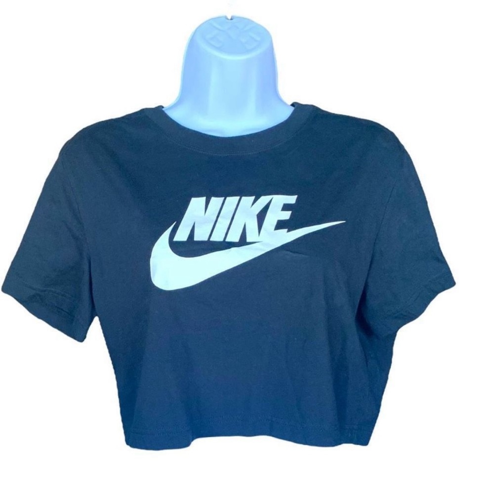 Nike Black Crop T-Shirt with White Logo
